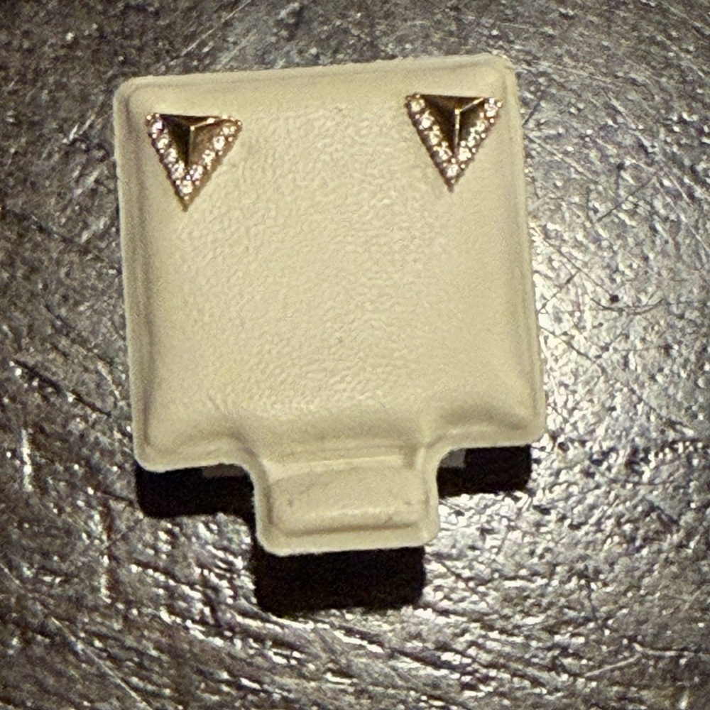 Solid 10k Gold Triangle Geometric Stud Earring - image 1